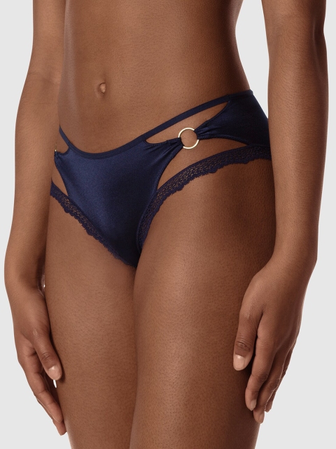La Senza Women Navy Blue Solid Sexy Pin Up Bikini Briefs 11152294-02M4