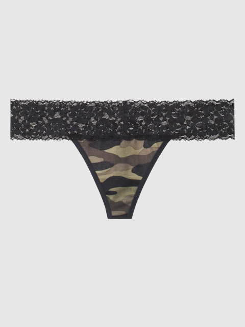 La Senza Women Green & Brown Camouflage Print Thongs