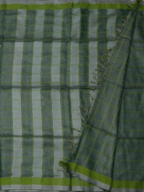Pothys Green Striped Pure Linen Saree
