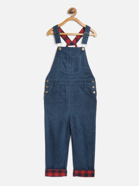 Cherry Crumble Kids Blue Solid Denim Dungarees