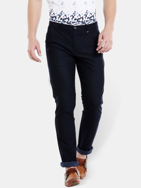 Rex Straut Jeans Men Navy Blue Slim Fit Solid Chinos