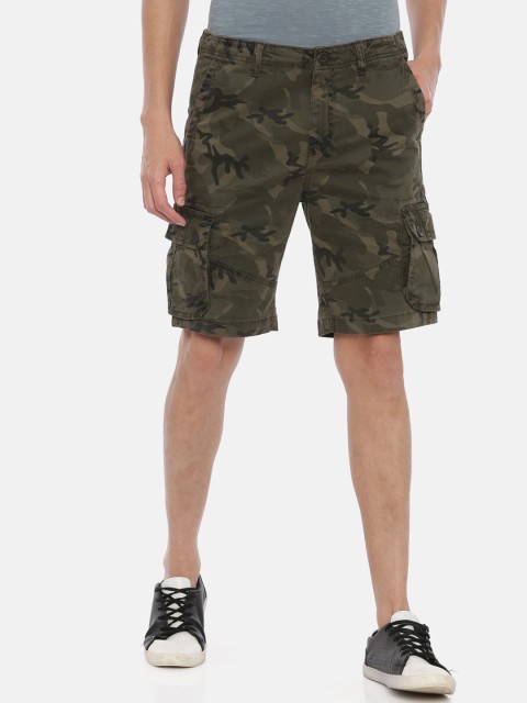 Breakbounce Men Multicoloured Camouflage Print Slim Fit Cargo Shorts, Multi
