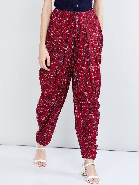 max Women Maroon Printed Patiala Pants