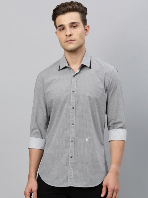 RARE RABBIT Men Black & White Regular Fit Solid Casual Shirt