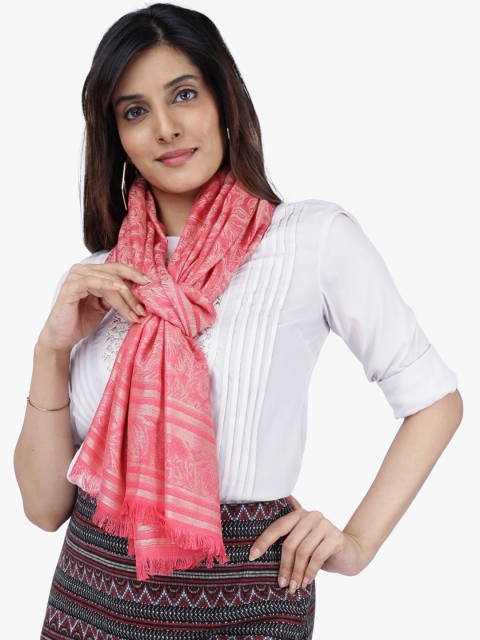 Scarves & Glitters Women Pink Self Design Scarf