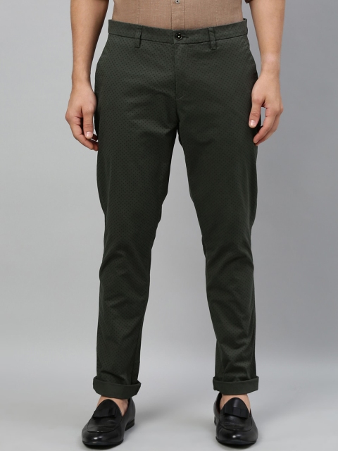 RARE RABBIT Men Green Slim Fit Printed Regular Trousers