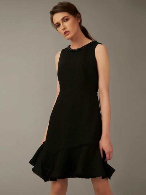 COVER STORY by KARL LAGERFELD Women Black Solid Fit and Flare Dress