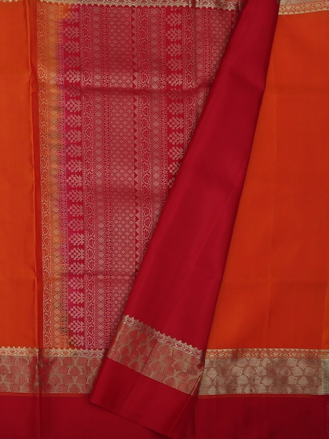 Pothys Orange & Red Pure Silk Printed Saree