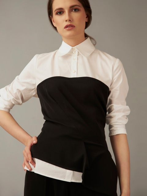 COVER STORY by KARL LAGERFELD Women Black Off-White Colourblocked Layered Shirt Style Top
COVER STORY by KARL LAGERFELD Women Black Off-White Colourblocked Layered Shirt Style Top