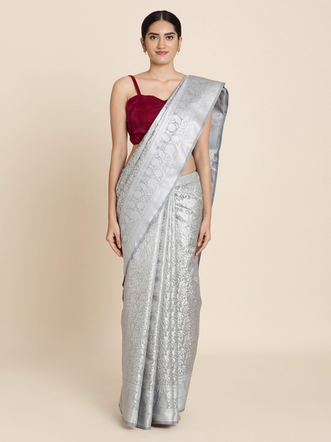 Koskii Grey Woven Design Tissue Saree