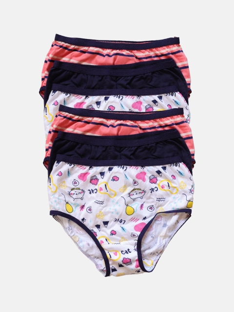 Red Rose Girls Pack Of 6 Assorted Basic Briefs BABY-56-20