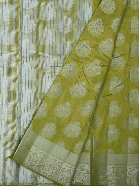 Pothys Green Woven Design Jute Tusser Silk Saree