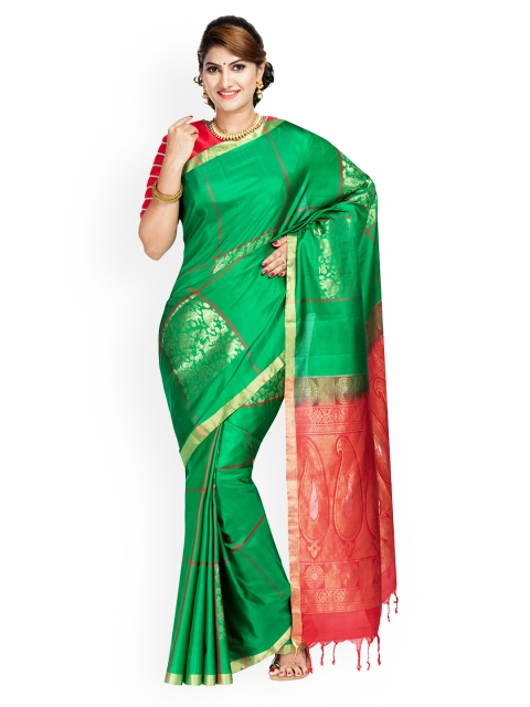 Vijayalakshmi Silks Green Woven Design Traditional South Silk Saree