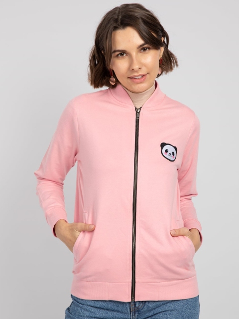 Bewakoof Women Pink Striped Bomber