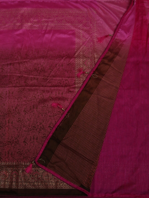 Pothys Lavender & Gold-Toned Poly Georgette Solid Saree