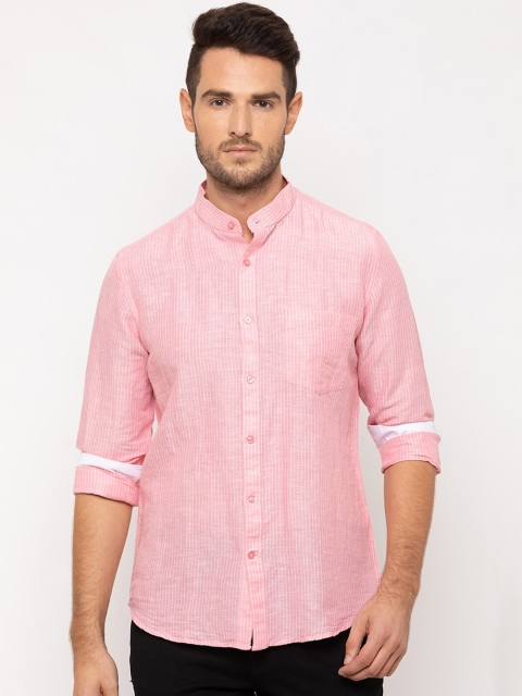 Globus Men Pink Regular Fit Striped Casual Shirt