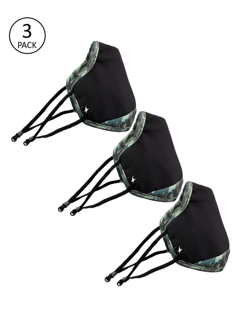 Fastrack Adults Pack of 3 Reusable Super Shield 4-Layer Outdoor Masks, Black