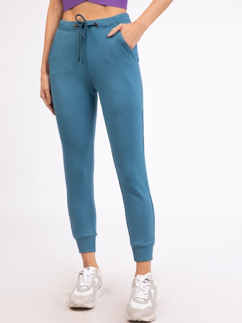 Bewakoof Women Blue Solid Slim-Fit Joggers