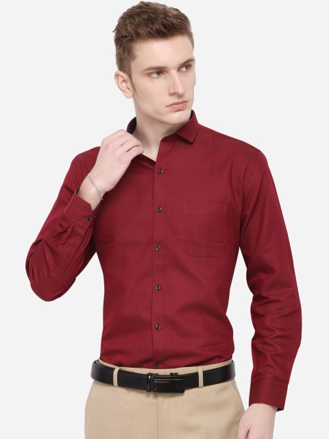 Greenfibre Men Maroon Slim Fit Solid Formal Shirt