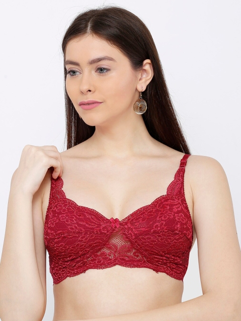SHERRY Maroon Lace Non-Wired Non Padded Everyday Bra ASMI