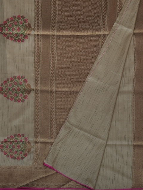 Pothys Gold-Toned & Brown Pure Silk Woven Design Saree