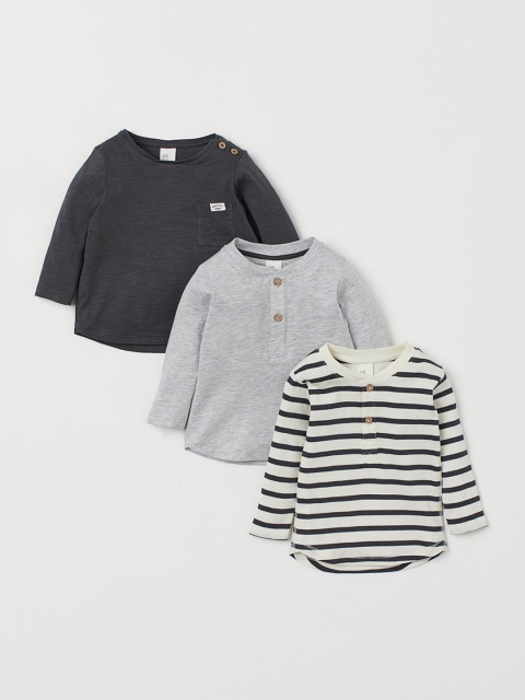 H&M Boys 3-Pack Jersey Tops, Black