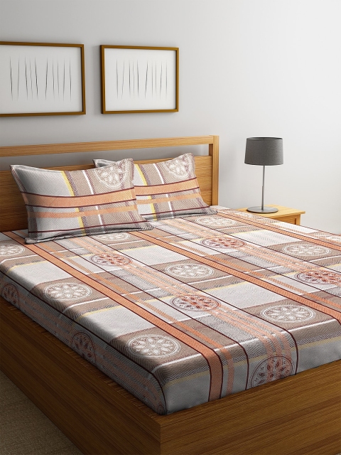 NEUDIS Grey & Peach-Coloured Floral 180 TC Cotton 1 King Bedsheet with 2 Pillow Covers
NEUDIS Grey & Peach-Coloured Floral 180 TC Cotton 1 King Bedsheet with 2 Pillow Covers