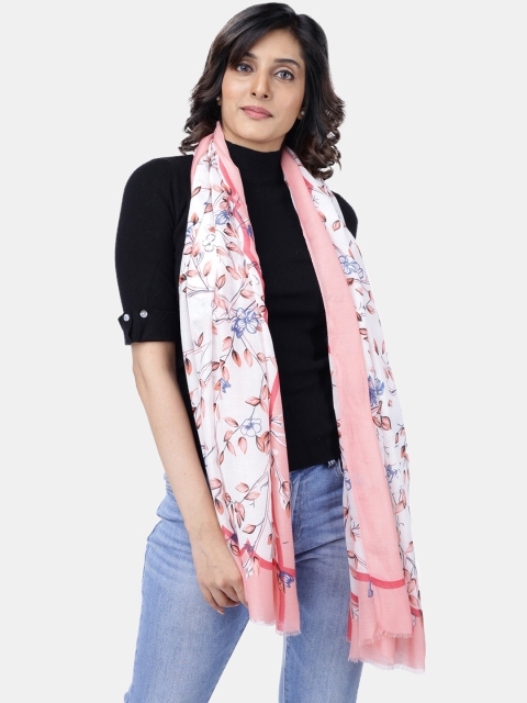 Scarves & Glitters Women Peach-Coloured & White Printed Scarf