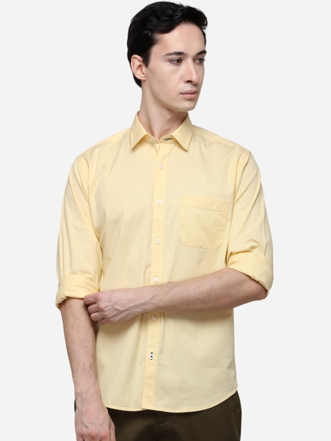 Greenfibre Men Yellow Regular Fit Solid Casual Shirt