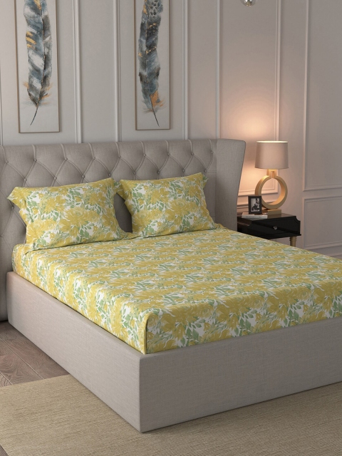MASPAR White & Mustard Yellow Floral 200 TC Cotton 1 King Bedsheet with 2 Pillow Covers
MASPAR White & Mustard Yellow Floral 200 TC Cotton 1 King Bedsheet with 2 Pillow Covers