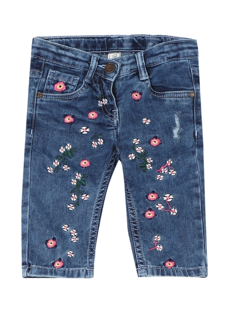 Cherokee Girls Blue Slim Fit Mid-Rise Low Distress Jeans