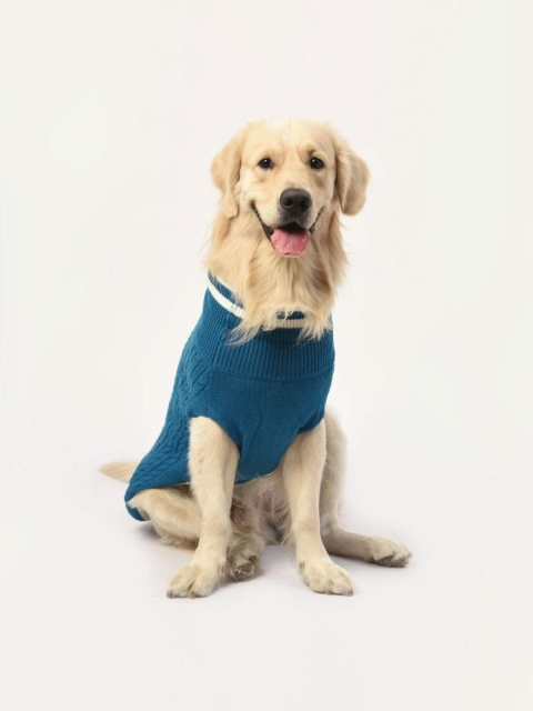Heads Up For Tails Blue Stretchable Winter Land Dog Sweater