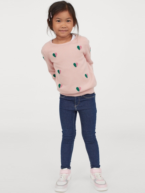 H&M Girls Blue Solid Skinny Fit Jeans