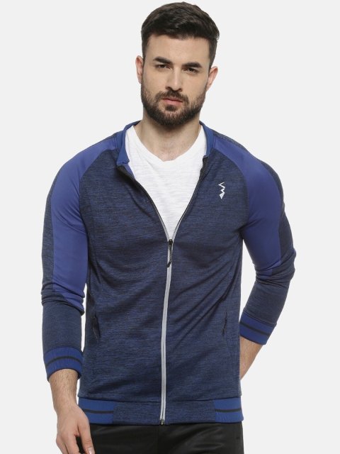 Campus Sutra Men Blue Colourblocked Lightweight Sporty Jacket