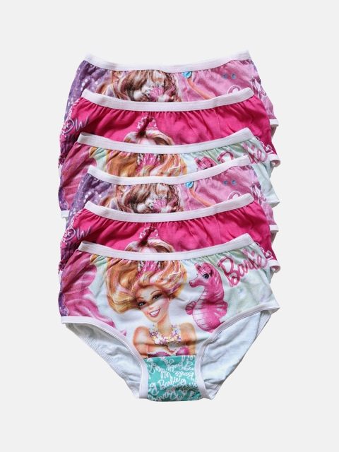 Red Rose Girls Pack Of 6 Assorted Barbie Printed Basic Briefs BABY-107-20