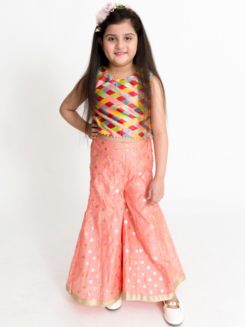 Lil Peacock Girls Peach-Coloured & Yellow Printed Top with Palazzos
Lil Peacock Girls Peach-Coloured & Yellow Printed Top with Palazzos