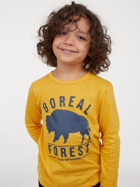 H&M Boys Yellow Printed Jersey Top