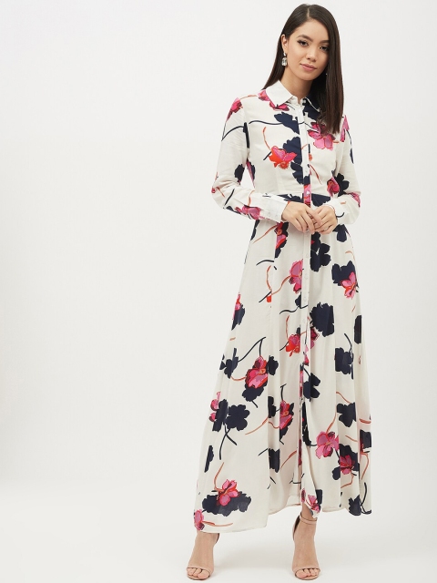 Harpa Women Off-White Floral Printed Shirt Dress