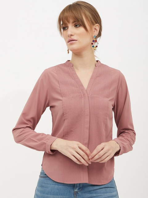 Harpa Women Pink Solid Top, Peach