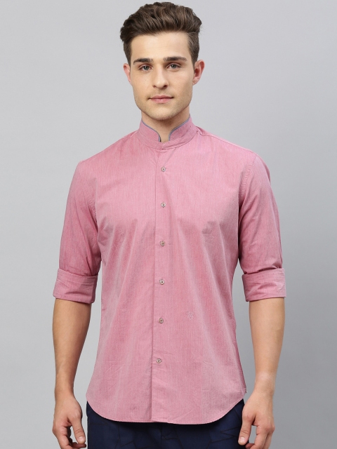 RARE RABBIT Men Pink Regular Fit Solid Casual Shirt