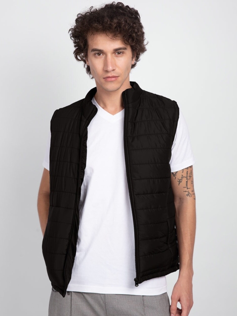 Bewakoof Men Black Solid Padded Jacket