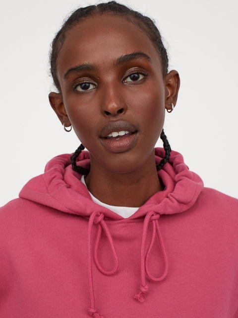 H&M Women Pink Solid Oversized Hoodie