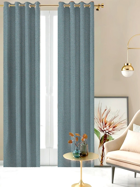 SHIVANAA HOMES Grey Single Black Out Curtain