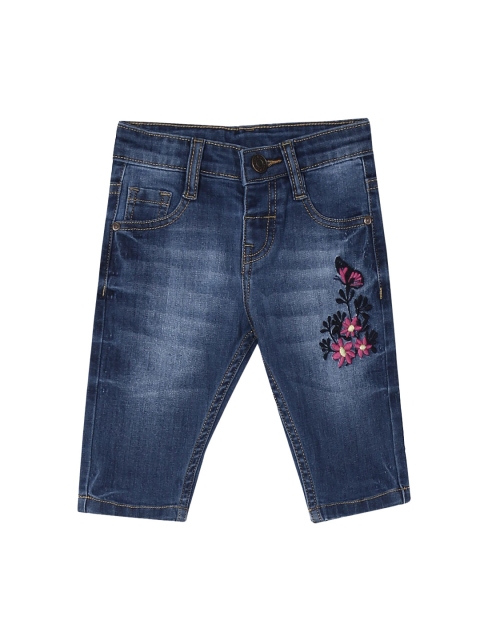 Donuts Girls Blue Solid Regular Fit Denim Shorts