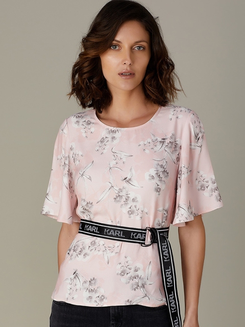 COVER STORY by KARL LAGERFELD Women Pink Printed Top