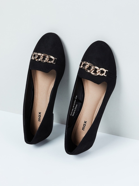 max Women Black Embellished PU Ballerinas