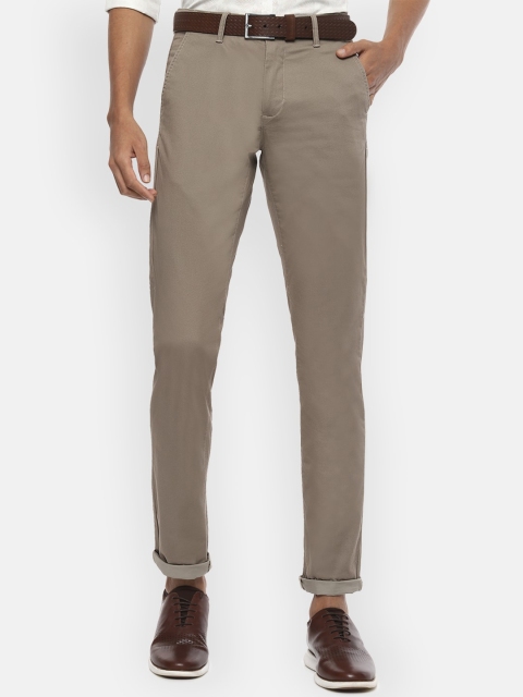 Van Heusen Sport Men Beige Tapered Fit Solid Formal Trousers