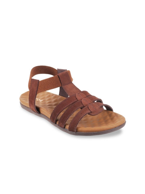 Mochi Women Brown Solid Suede Open Toe Flats