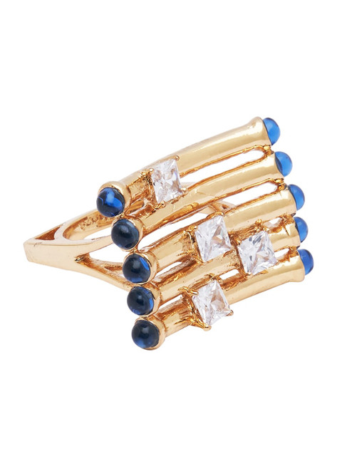 shaze Gold-Plated White & Blue Stone-Studded Arcane Finger Ring
shaze Gold-Plated White & Blue Stone-Studded Arcane Finger Ring