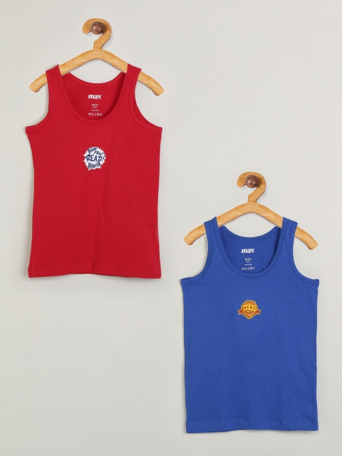 max Boys Pack Of 2 Printed Basic Innerwear Vests S19DIN05MULTI, Red